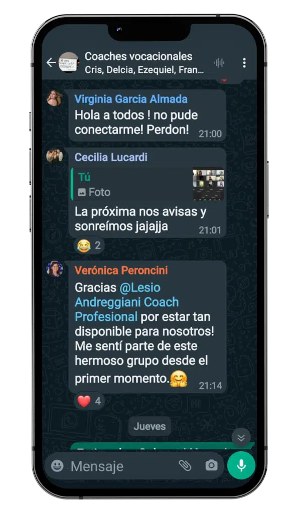 Coaching Vocacional grupo de WhatsApp